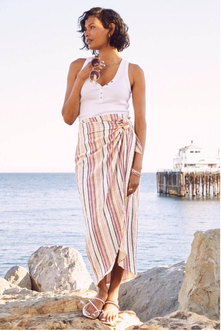 FREE PEOPLE NWT Evereve Aubrey Wrap Sarong Midi Skirt // 4